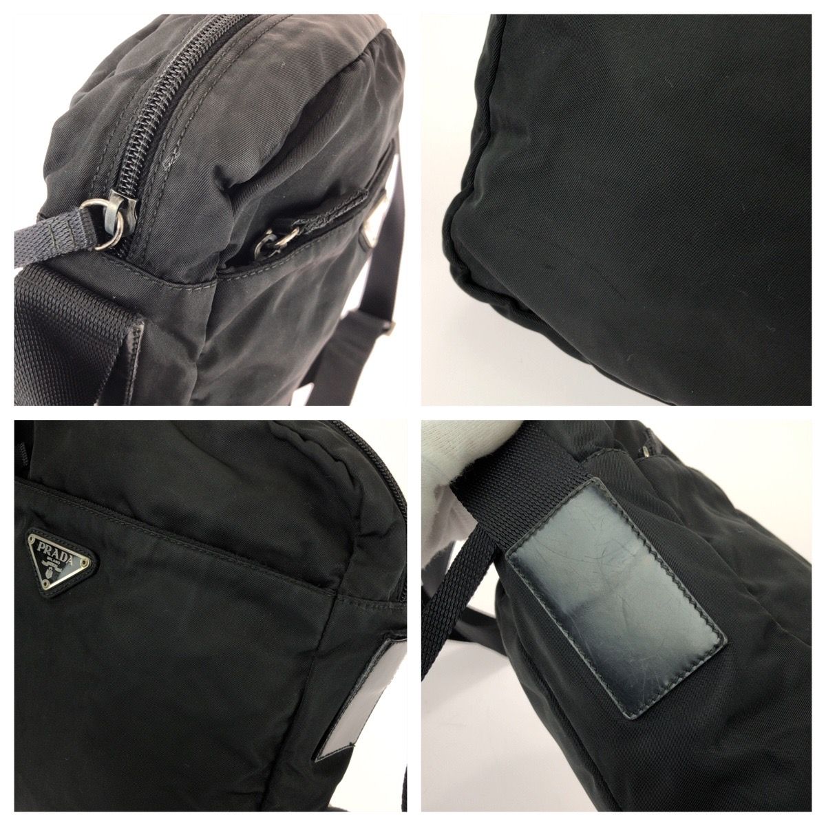 Prada Tessuto Black Silver Nylon Shoulder Bag — view 5