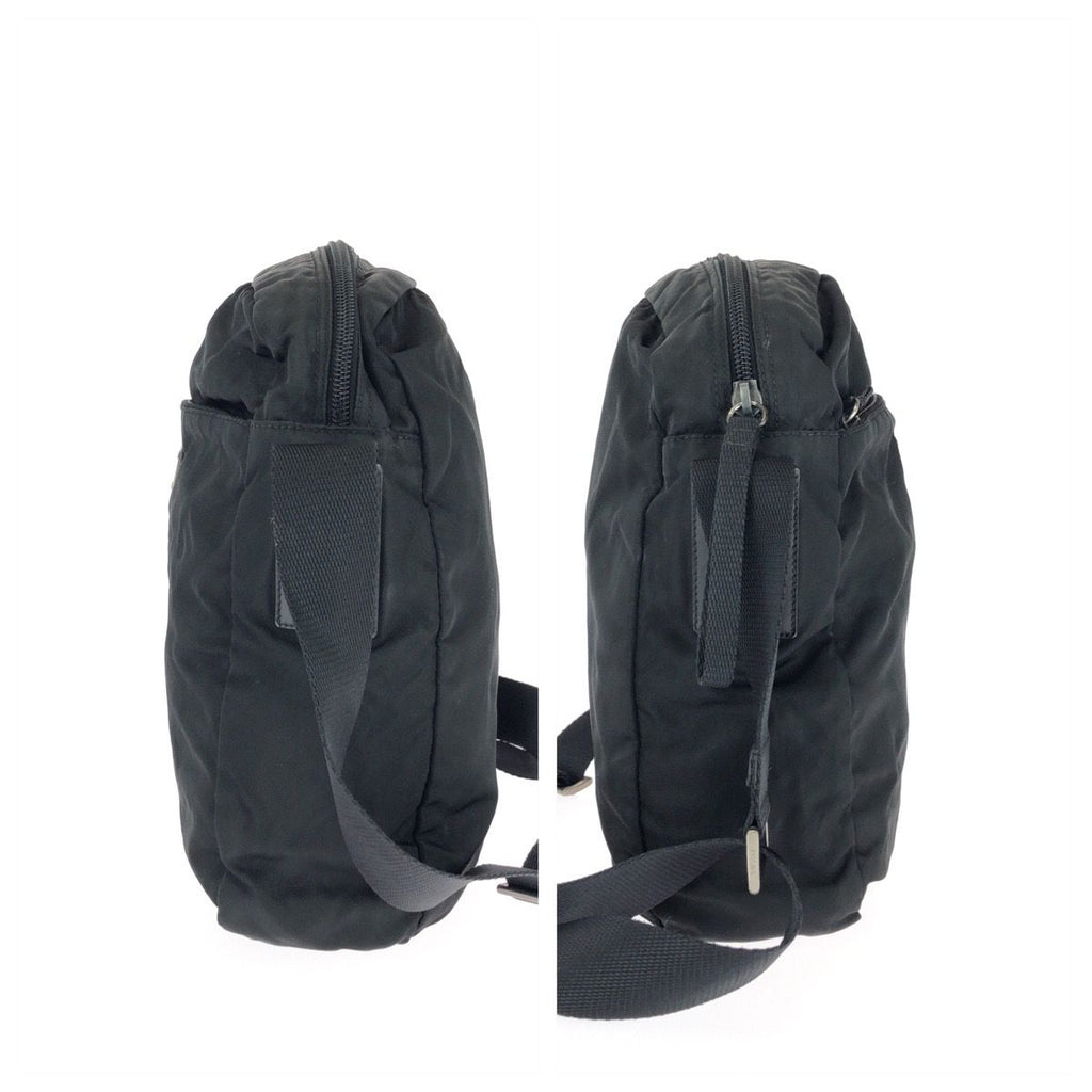 Prada Tessuto Black Silver Nylon Shoulder Bag — view 8