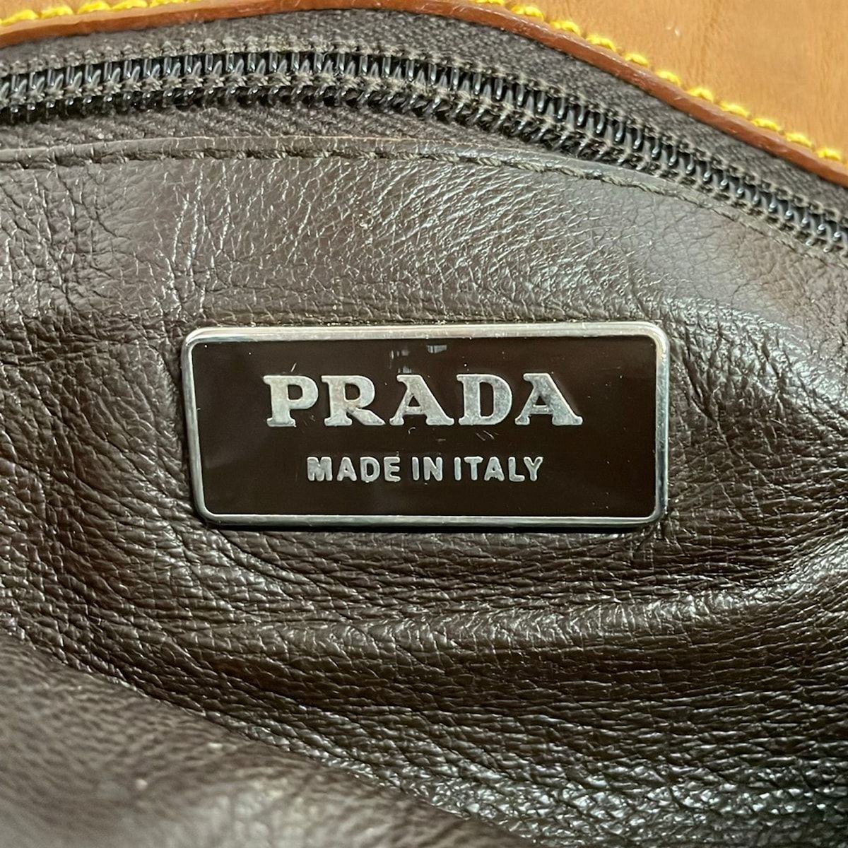 Prada Shoulder Bag Light Brown Triangle Logo All Leather — view 8