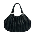 Prada Logo Leather Tessuto Pocono Tote Bag Black — view 3