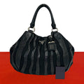 Prada Logo Leather Tessuto Pocono Tote Bag Black