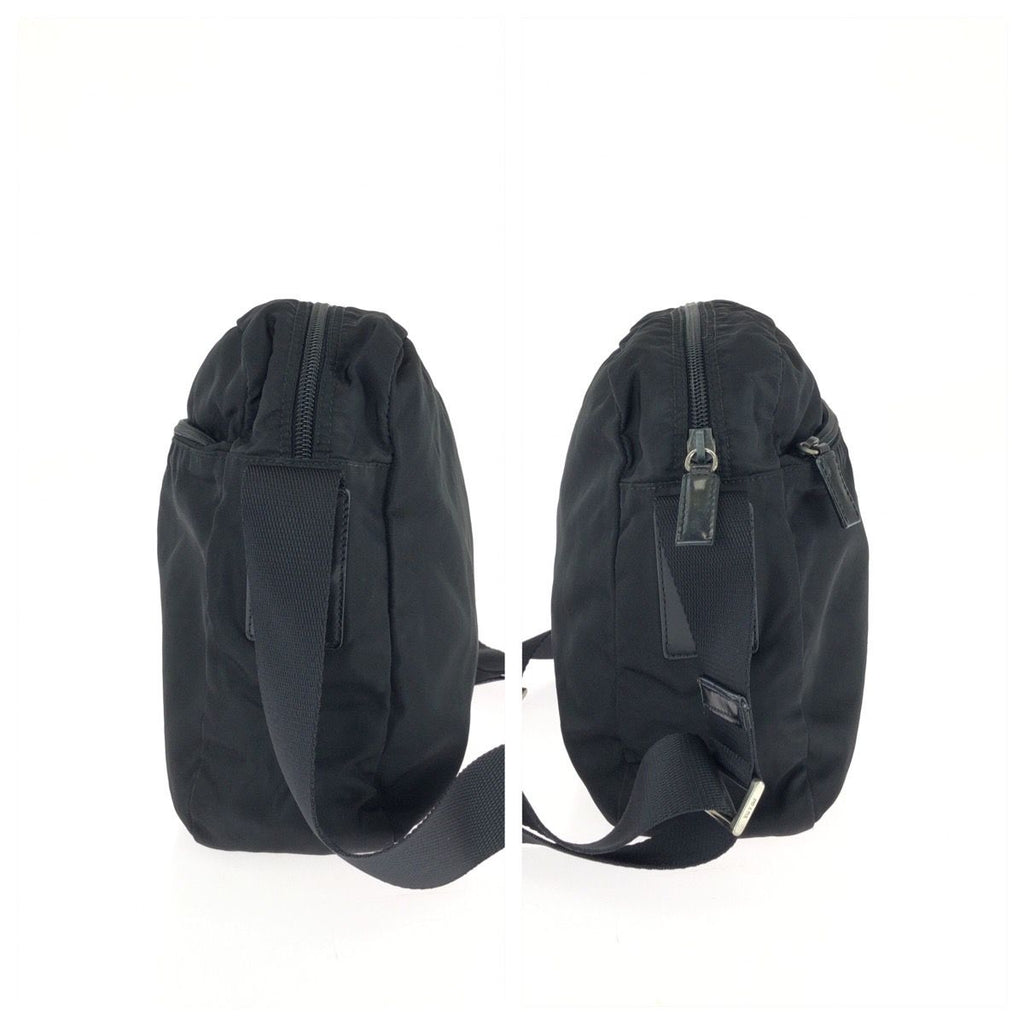 Prada Tessuto Black Silver Nylon Shoulder Bag — view 8