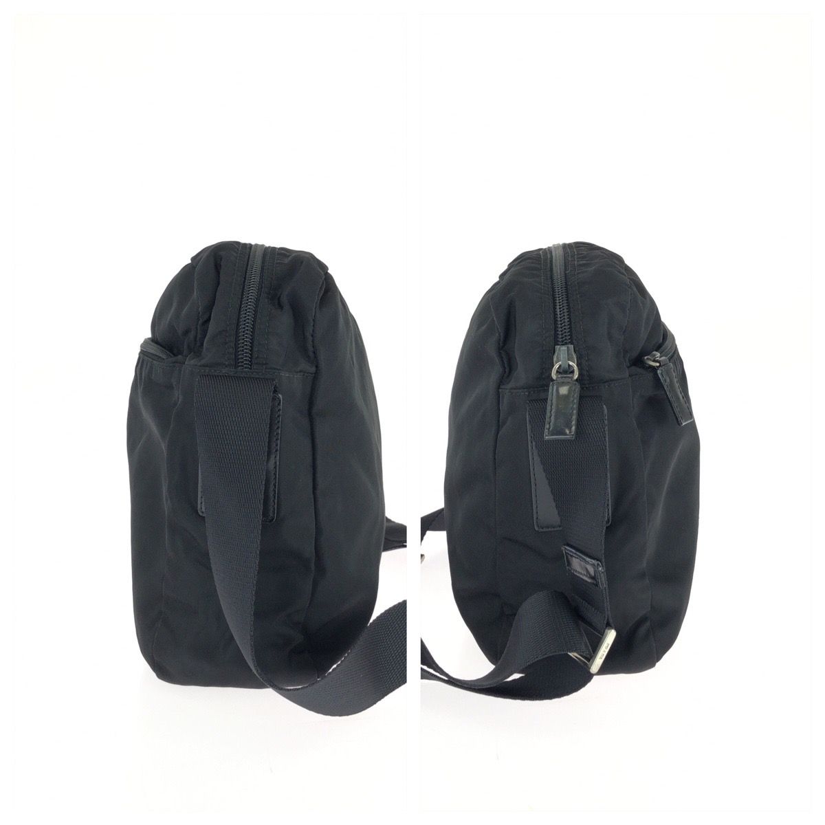 Prada Tessuto Black Silver Nylon Shoulder Bag — view 8