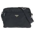 Prada Tessuto Black Silver Nylon Shoulder Bag