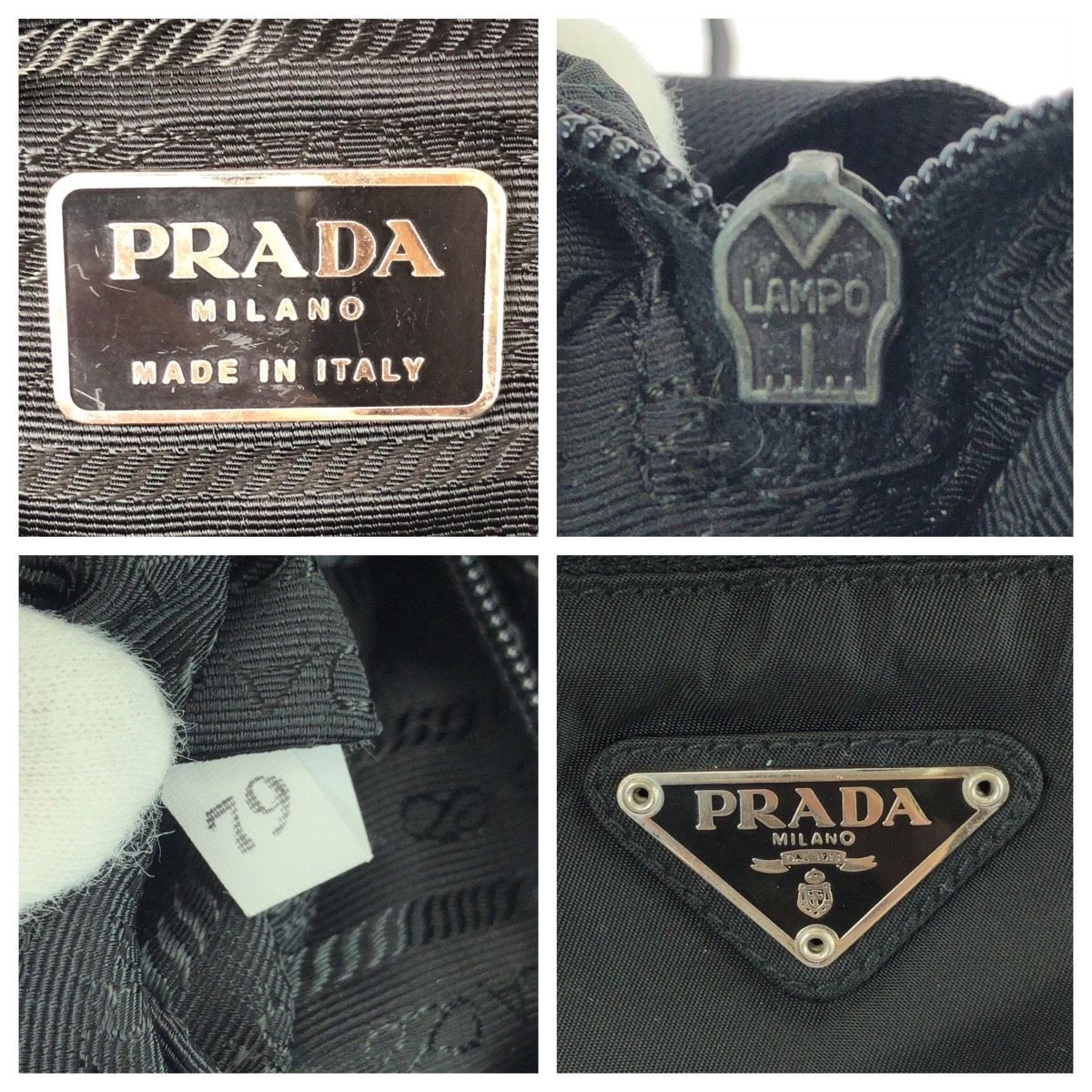 Prada Tessuto Black Silver Nylon Shoulder Bag — view 4