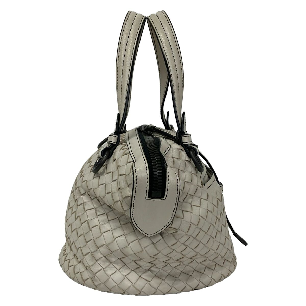 Bottega Veneta Handbag Tamboura Bag Light Gray Leather — view 2