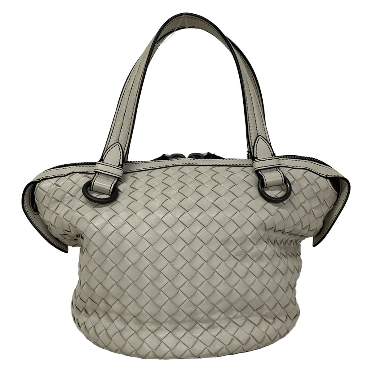 Bottega Veneta Handbag Tamboura Bag Light Gray Leather — view 3