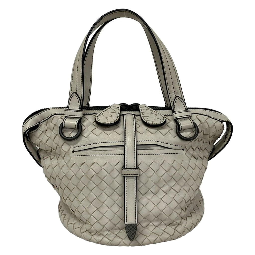 Bottega Veneta Handbag Tamboura Bag Light Gray Leather