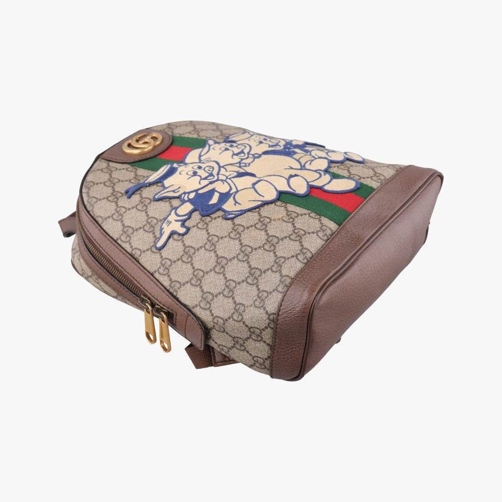 Gucci Three Little Pigs Brown Leather Backpack — view 5