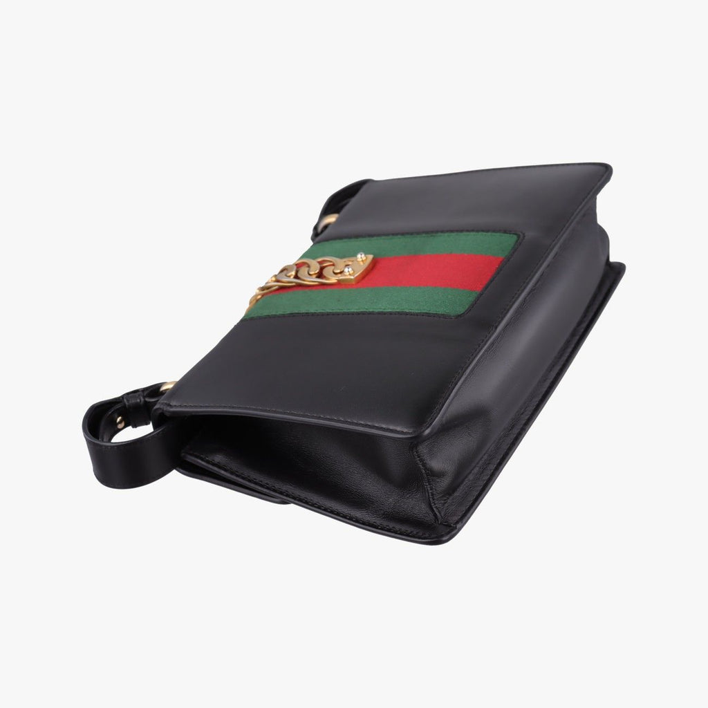Gucci Sylvie Black Green Red Leather Shoulder Bag — view 7