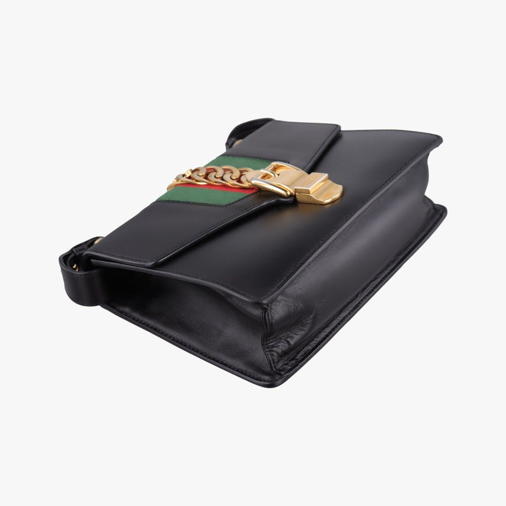 Gucci Sylvie Black Green Red Leather Shoulder Bag — view 5
