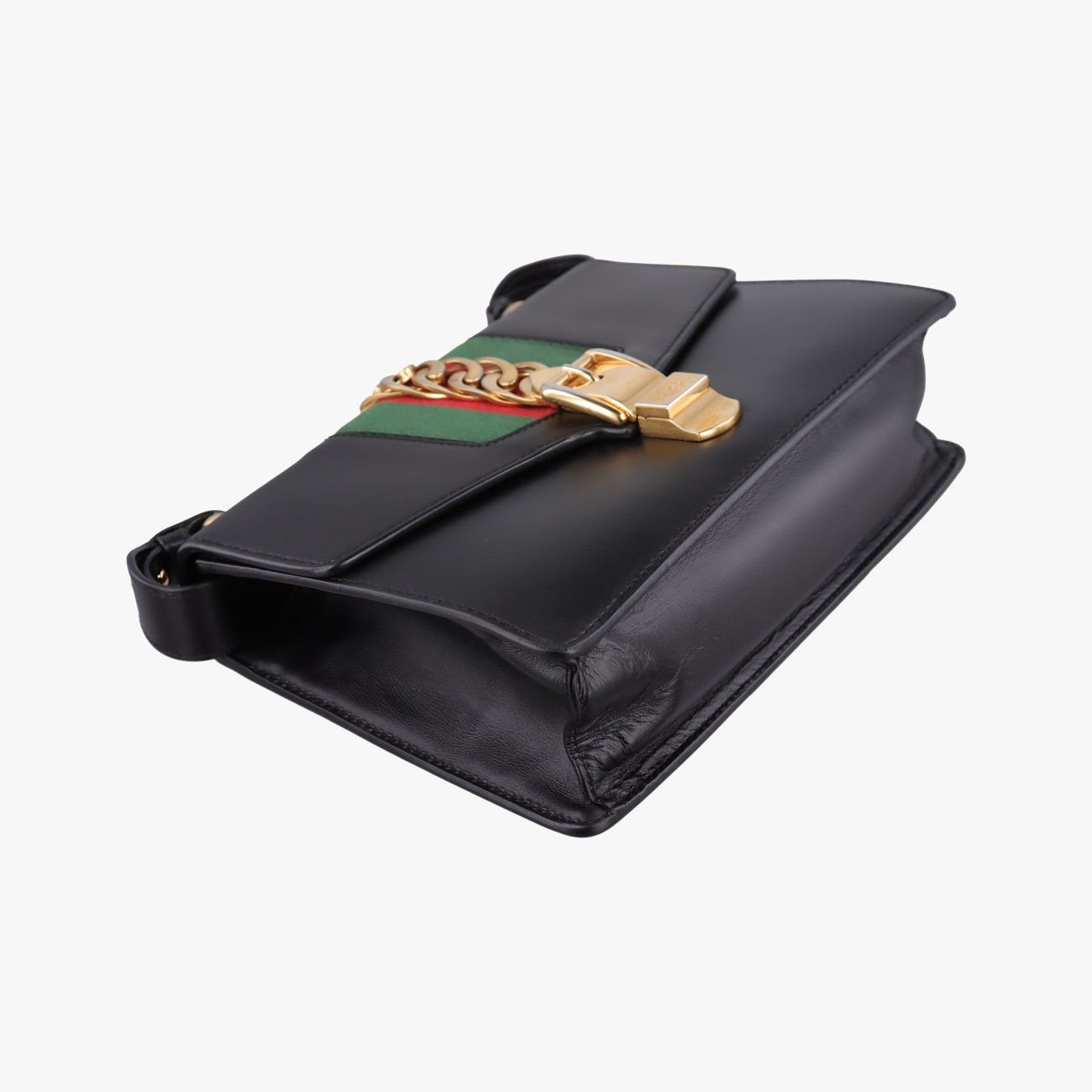 Gucci Sylvie Black Green Red Leather Shoulder Bag — view 5