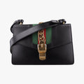 Gucci Sylvie Black Green Red Leather Shoulder Bag