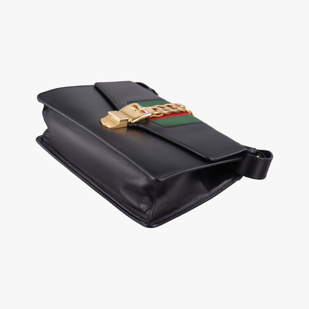 Gucci Sylvie Black Green Red Leather Shoulder Bag — view 4