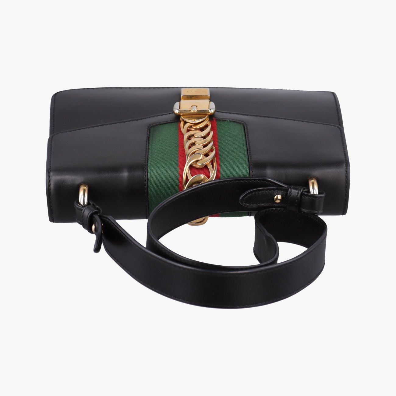 Gucci Sylvie Black Green Red Leather Shoulder Bag — view 8