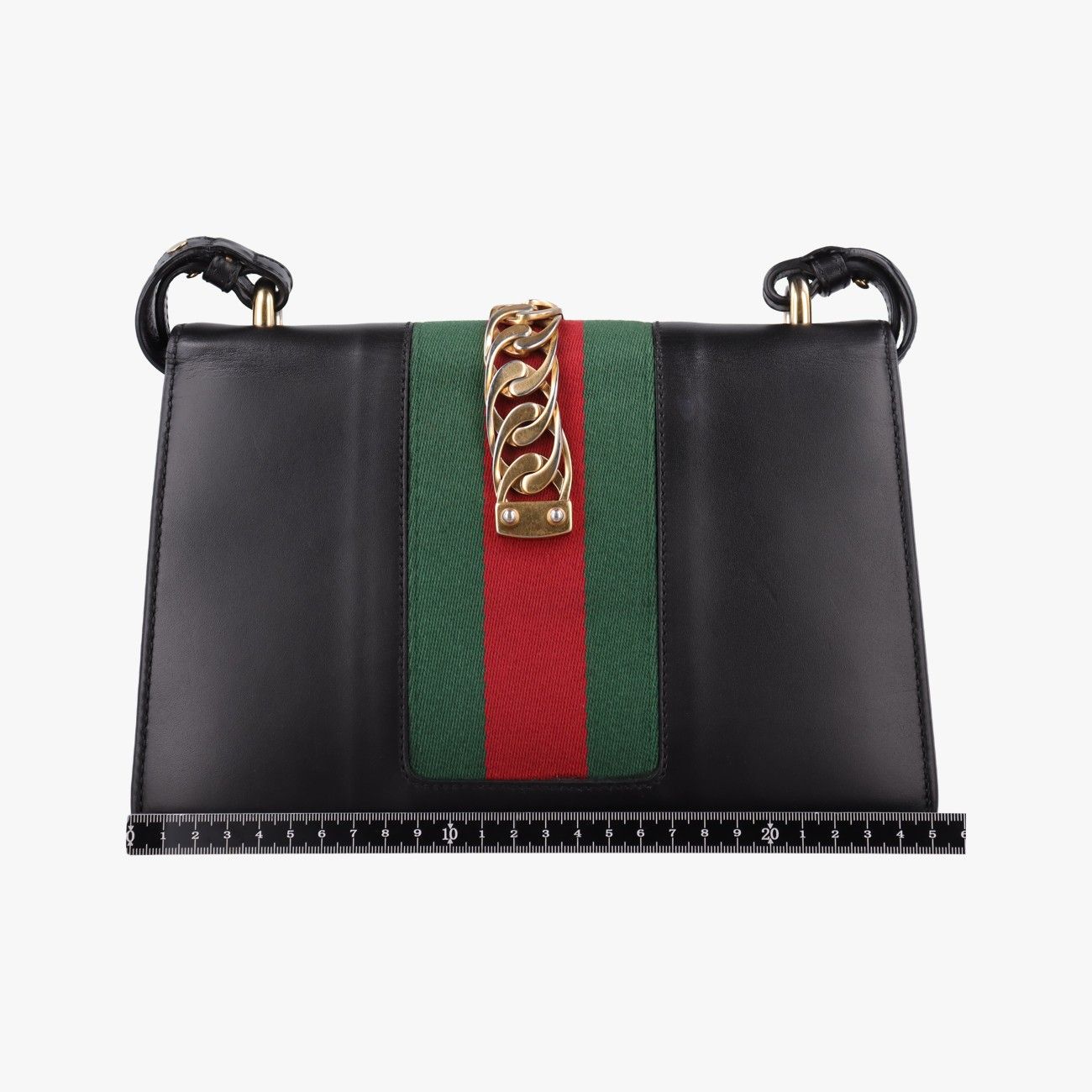 Gucci Sylvie Black Green Red Leather Shoulder Bag — view 2