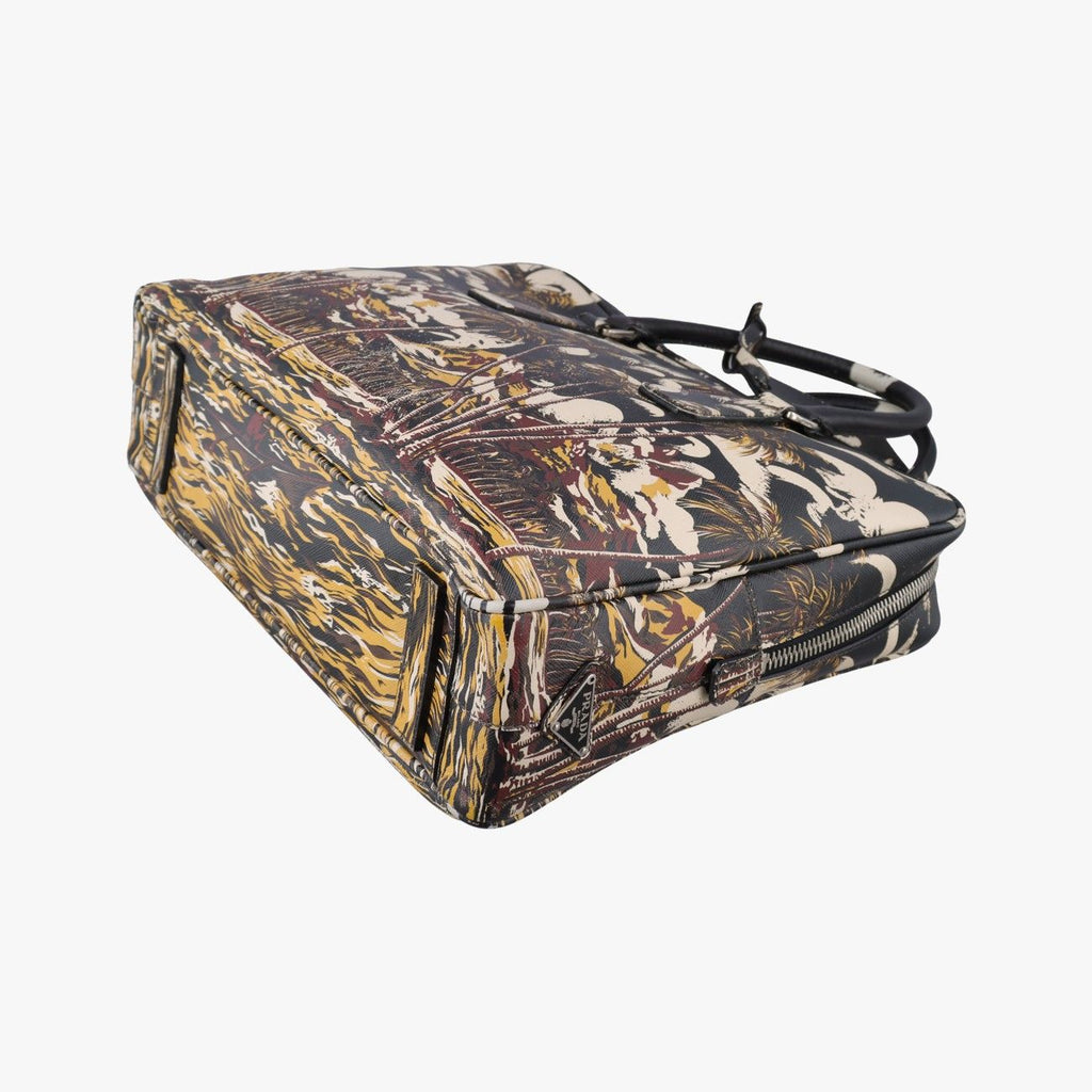 Prada Convertible Bauletto Flower Print Multicolor Saffiano Leather — view 4