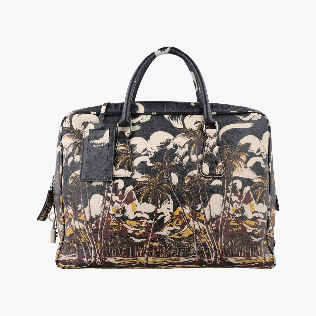 Prada Convertible Bauletto Flower Print Multicolor Saffiano Leather