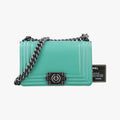 Chanel Boy Green Leather