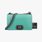 Chanel Boy Green Leather