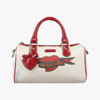 Gucci GG Supreme Tattoo Print Heart Charm White Keychain