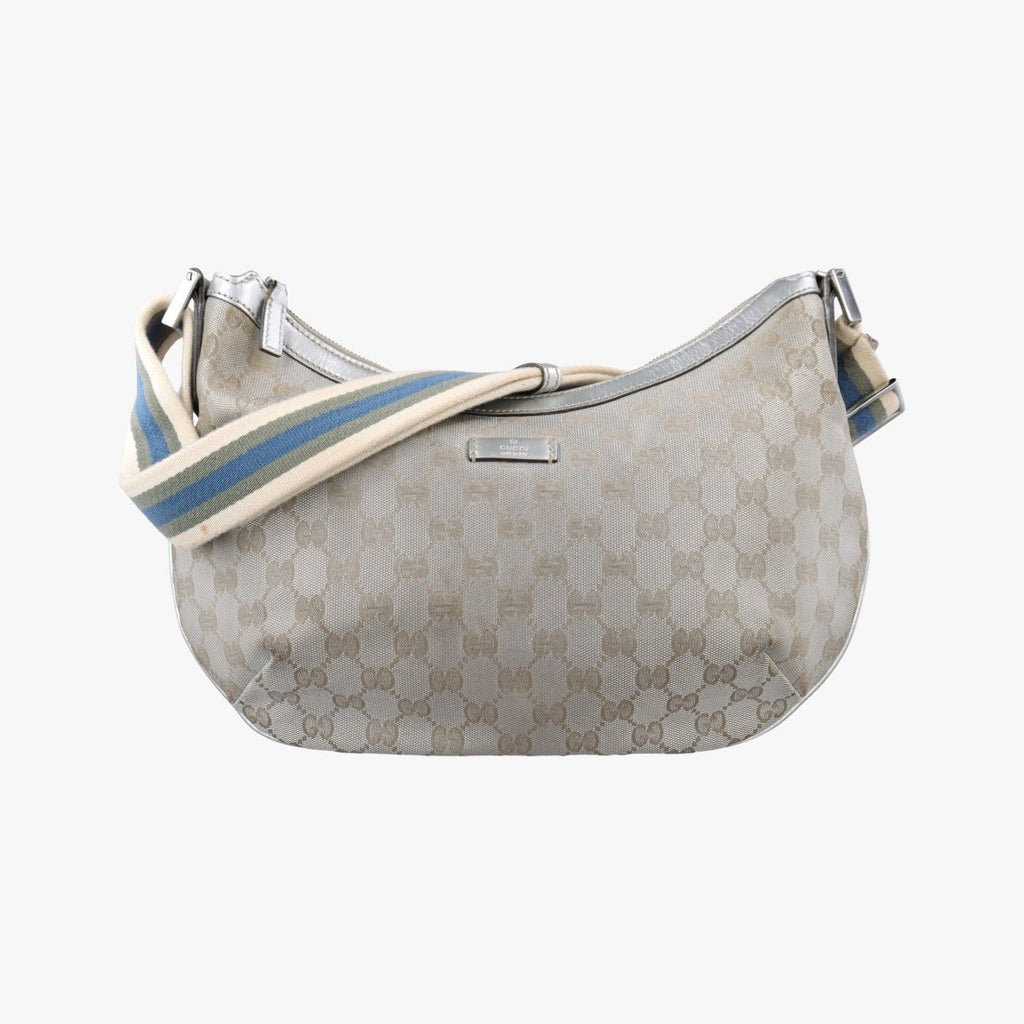 Gucci Sherry Line Gray Canvas Leather