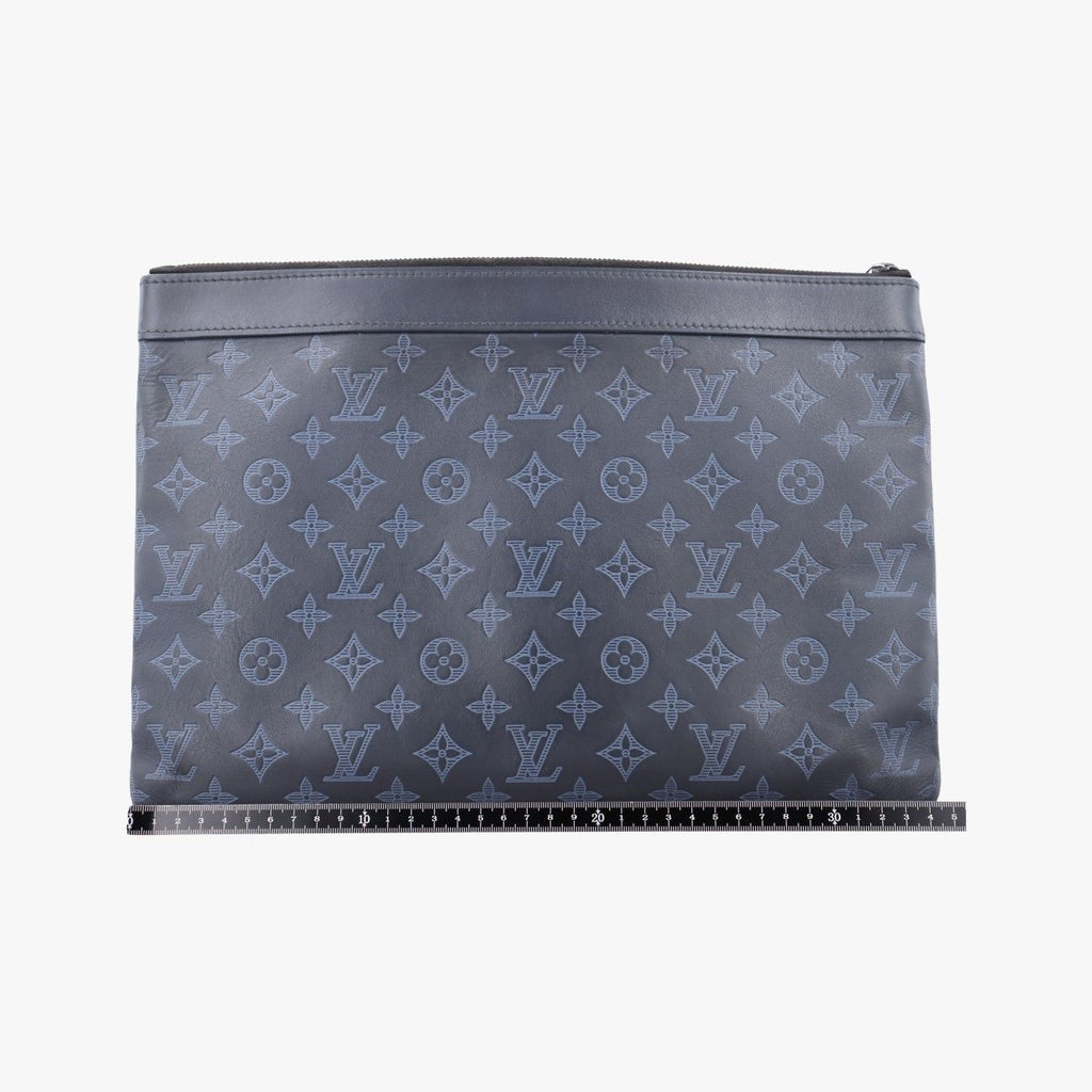 Louis Vuitton Discovery Pochette Gray Blue Sky Monogram Shadow Pouch — view 2