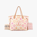 Louis Vuitton Neverfull MM Orange White Multicolor Monogram Tile Canvas