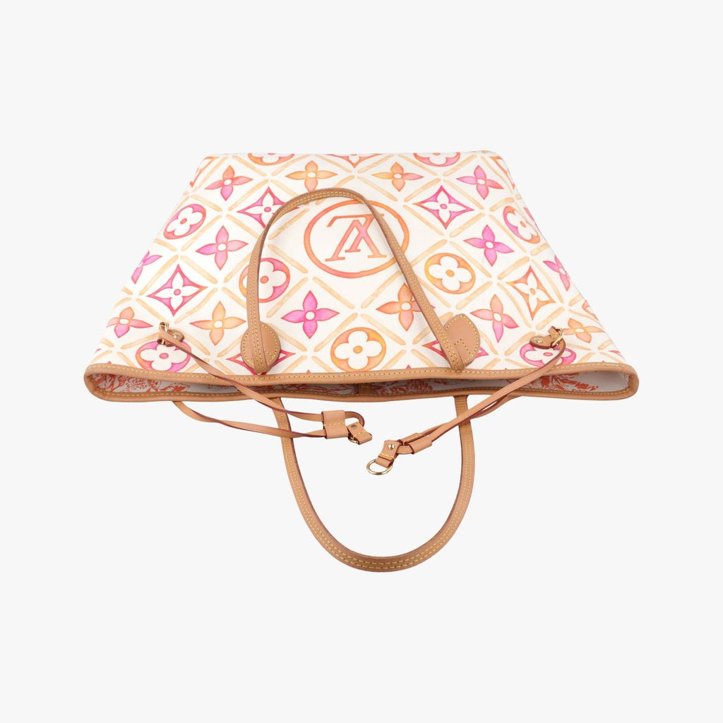 Louis Vuitton Neverfull MM Orange White Multicolor Monogram Tile Canvas — view 8