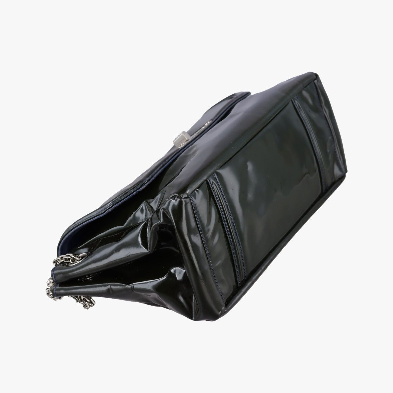 Chanel Chain Flap Bag Green Patent — view 5