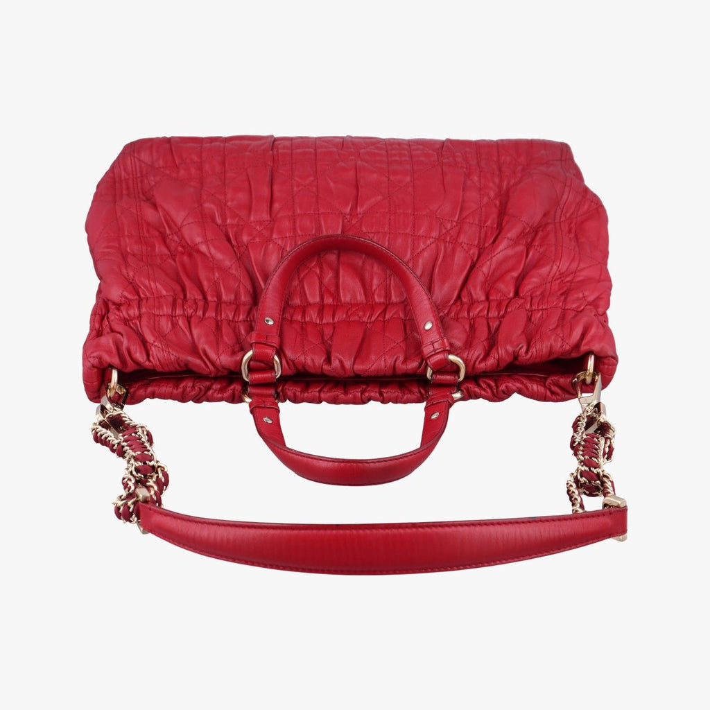 Dior Delice Gaufre Cannage Tote Bag Red Lambskin — view 8
