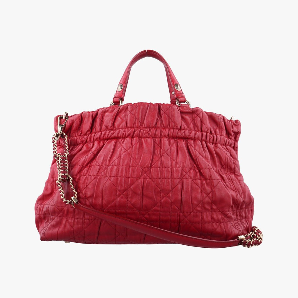 Dior Delice Gaufre Cannage Tote Bag Red Lambskin