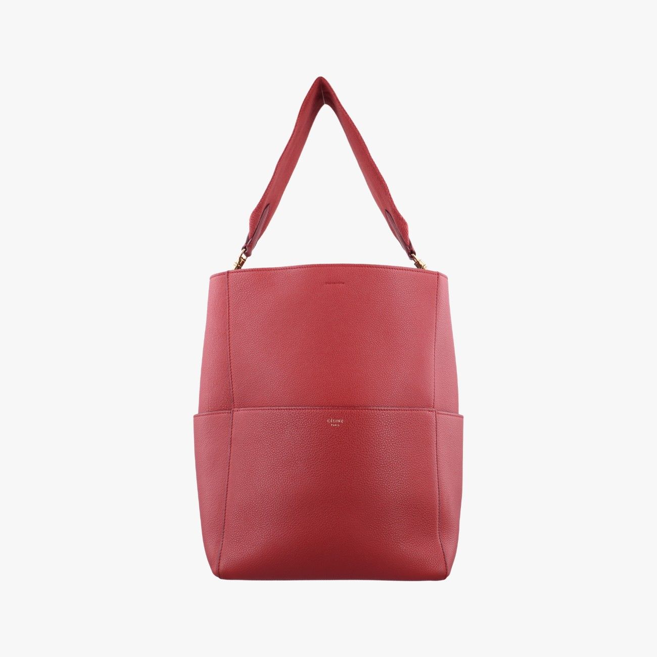 Celine Sangles Bucket Red Leather