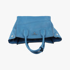 Prada Shopping Tote Bag Blue Leather 158 58 — view 8