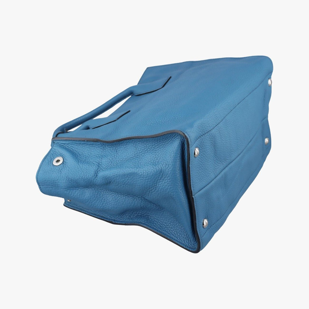 Prada Shopping Tote Bag Blue Leather 158 58 — view 7