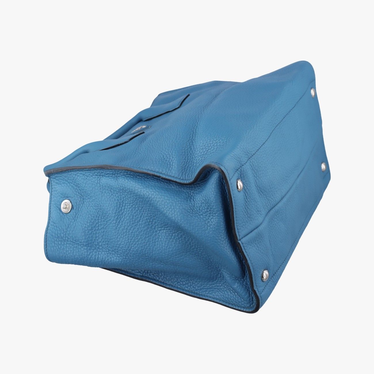Prada Shopping Tote Bag Blue Leather 158 58 — view 5