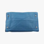 Prada Shopping Tote Bag Blue Leather 158 58 — view 3