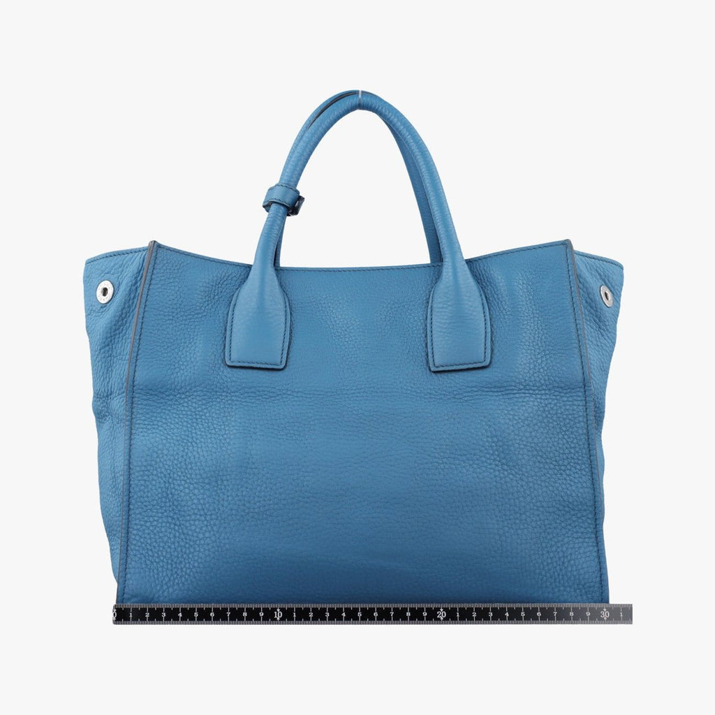 Prada Shopping Tote Bag Blue Leather 158 58 — view 2
