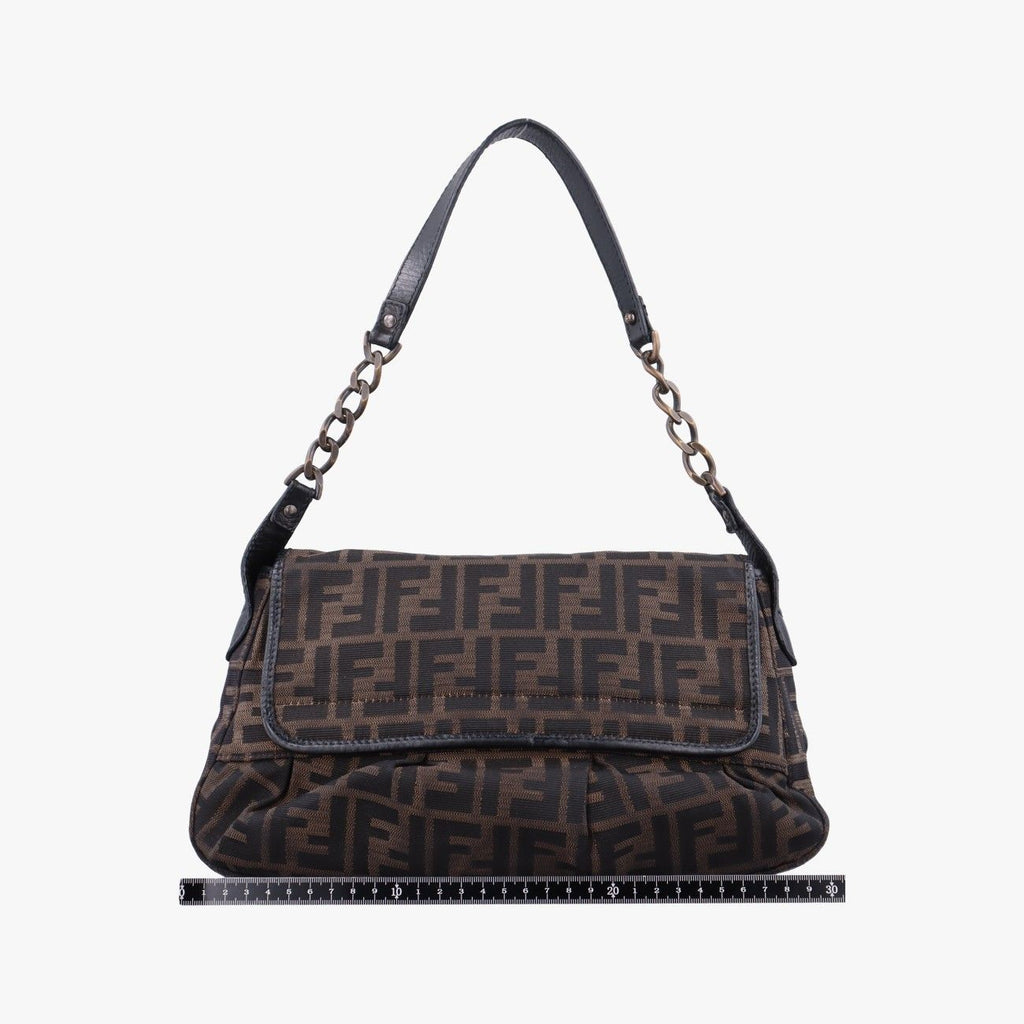Fendi B Bag Zucca Brown Black Canvas Leather — view 2