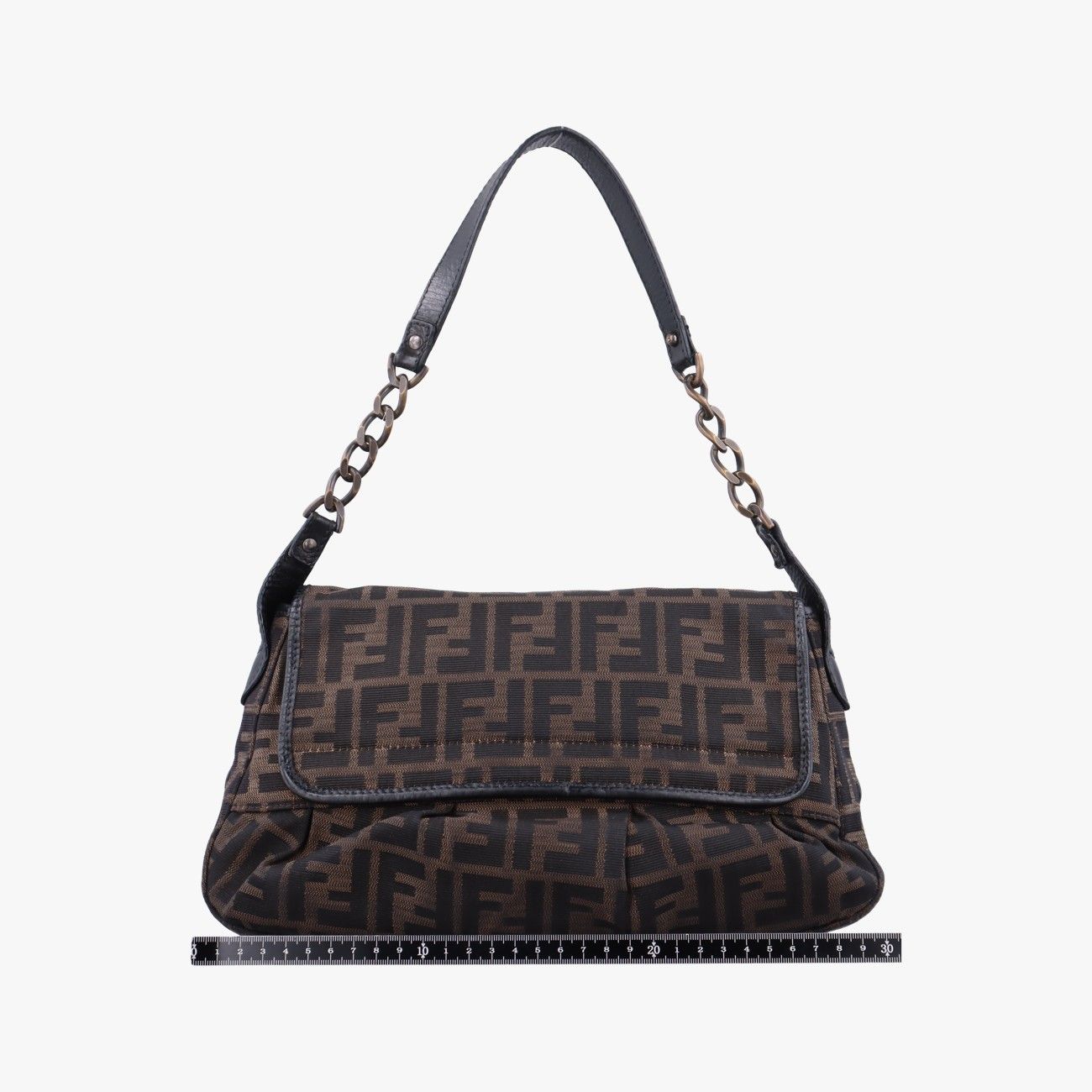 Fendi B Bag Zucca Brown Black Canvas Leather — view 2