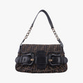 Fendi B Bag Zucca Brown Black Canvas Leather
