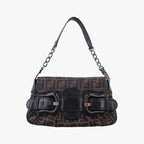 Fendi B Bag Zucca Brown Black Canvas Leather