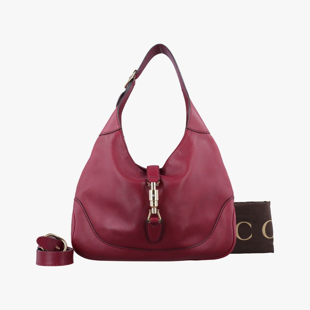 Gucci New Jackie Wine Red Leather Shoulder Bag