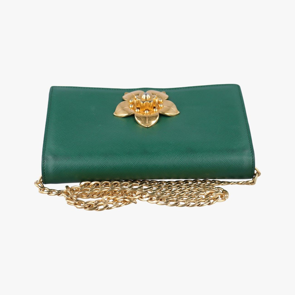 Prada Koror Chain Green Saffiano Leather 25 — view 8