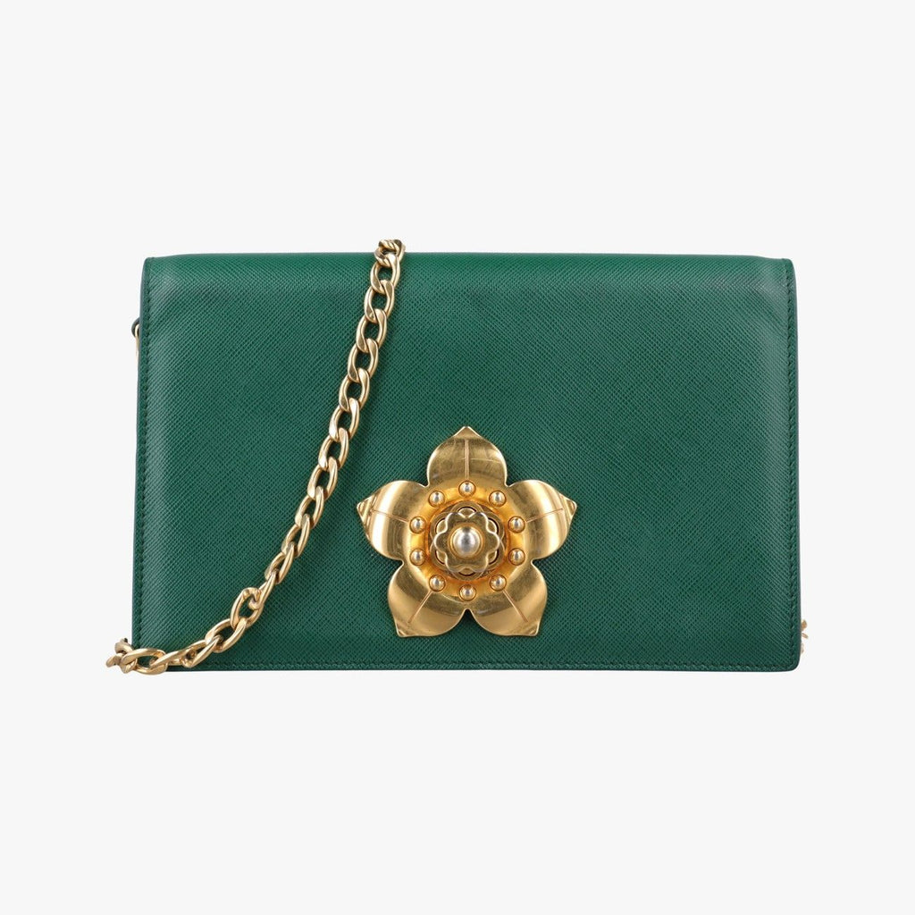 Prada Koror Chain Green Saffiano Leather 25