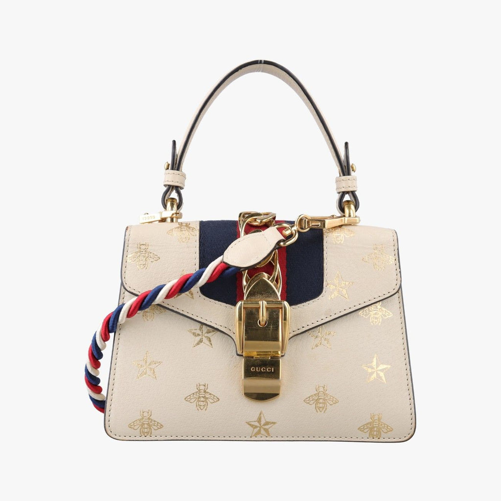 Gucci Sylvie White Leather Shoulder Bag
