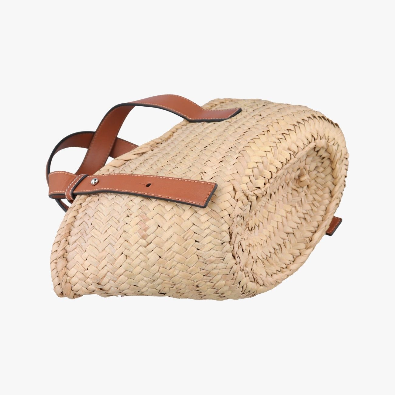 Loewe Basket Beige Brown Leather Raffia — view 7