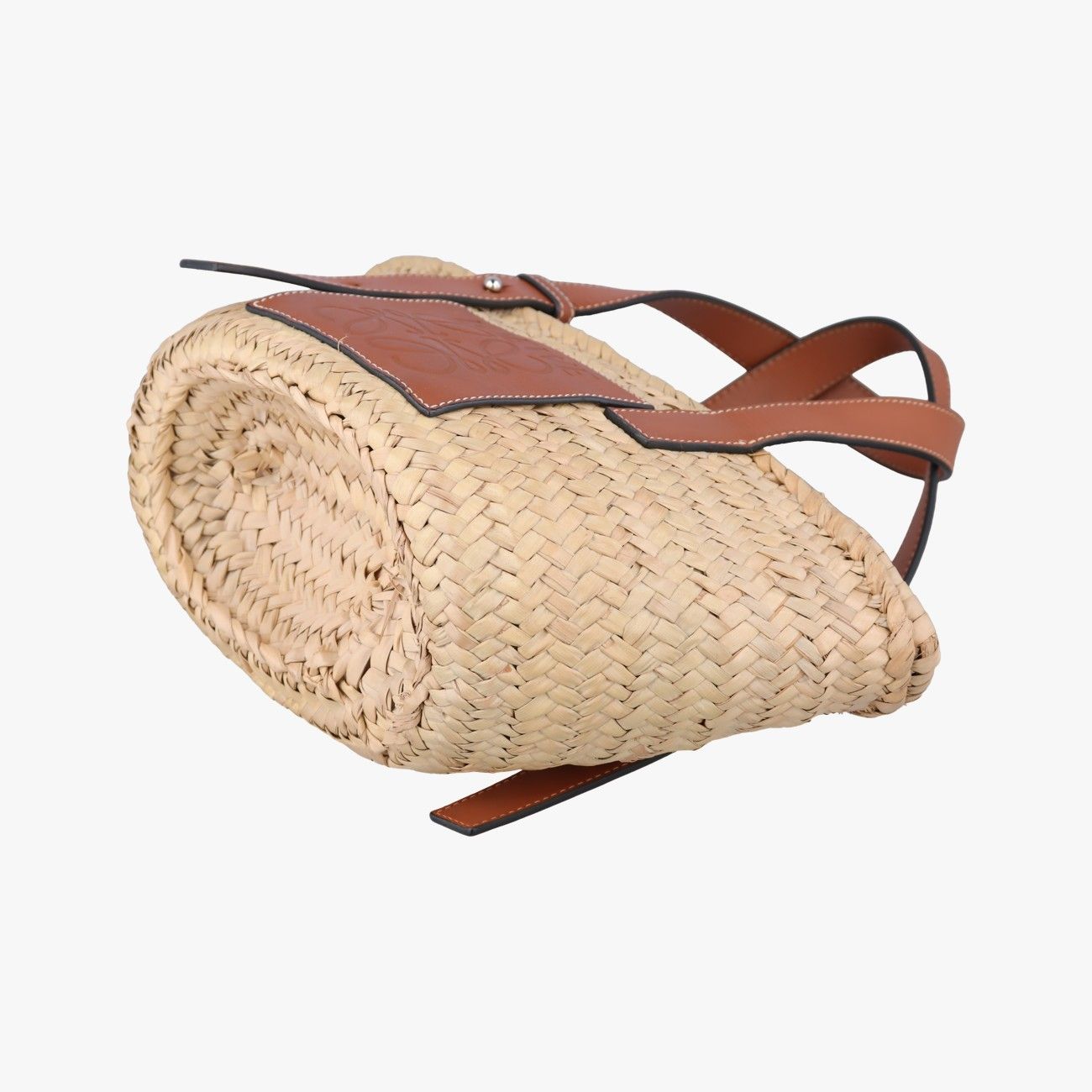 Loewe Basket Beige Brown Leather Raffia — view 4