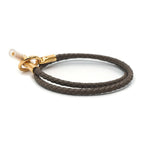 Hermes Bracelet Glenan Double Tour Gray Leather Pink Gold 16 — view 2