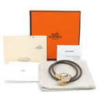 Hermes Bracelet Glenan Double Tour Gray Leather Pink Gold 16 — view 7